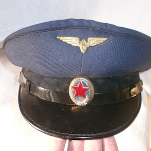 Vintage Old Military railway Hat Cap -RARE - Uniform Visor Hat Peaked Cap