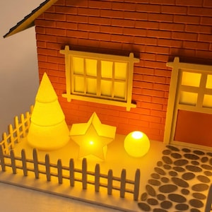 Wichtel Lampen & Weihnachtsdeko – LED Weihnachtsbaum, Schneemann, Stern und Kugel | Beleuchtung für die Wichteltür | 3D-Druck