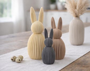 Minimalistischer Osterhase – Moderne Osterdeko im Skandi-Design - Geriffelt - Hasenfigur