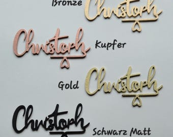 Glass name tags/place cards in color for weddings, baptisms, etc. | Glass place cards | Glass markers
