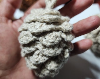 Crochet pinecone ornament
