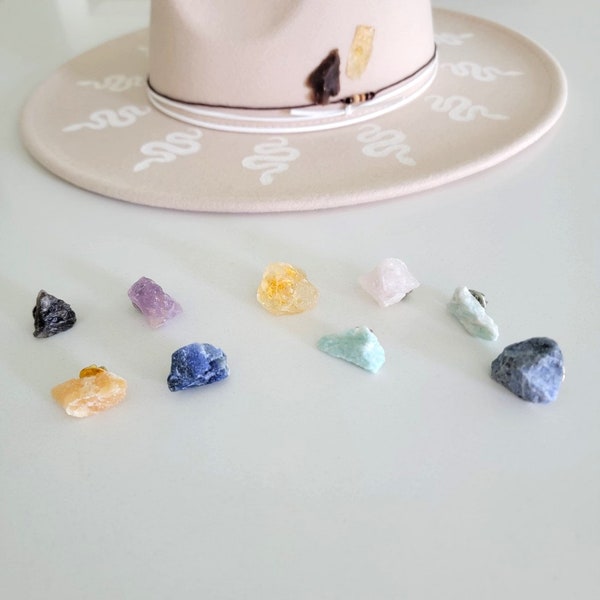 Natural Raw Crystal Hat Pins, Gemstone Pins, Crystal Pins, Hat Accessories, Lapel Pin, Raw Stones