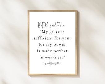 2 Corintios 12:9 / Mi gracia es suficiente / Dios es bueno / Arte de pared de versículos bíblicos / Escritura imprimible / Descarga digital