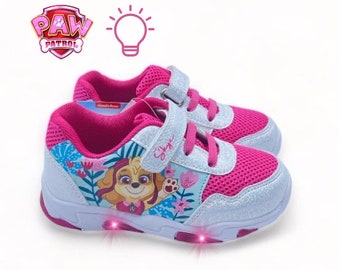 Pink and white Paw Patrol light-up sneaker with Velcro for children