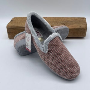 Pink and gray slippers