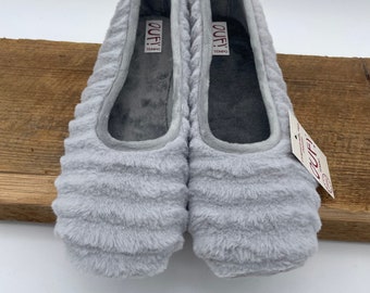 Very soft light gray slippers