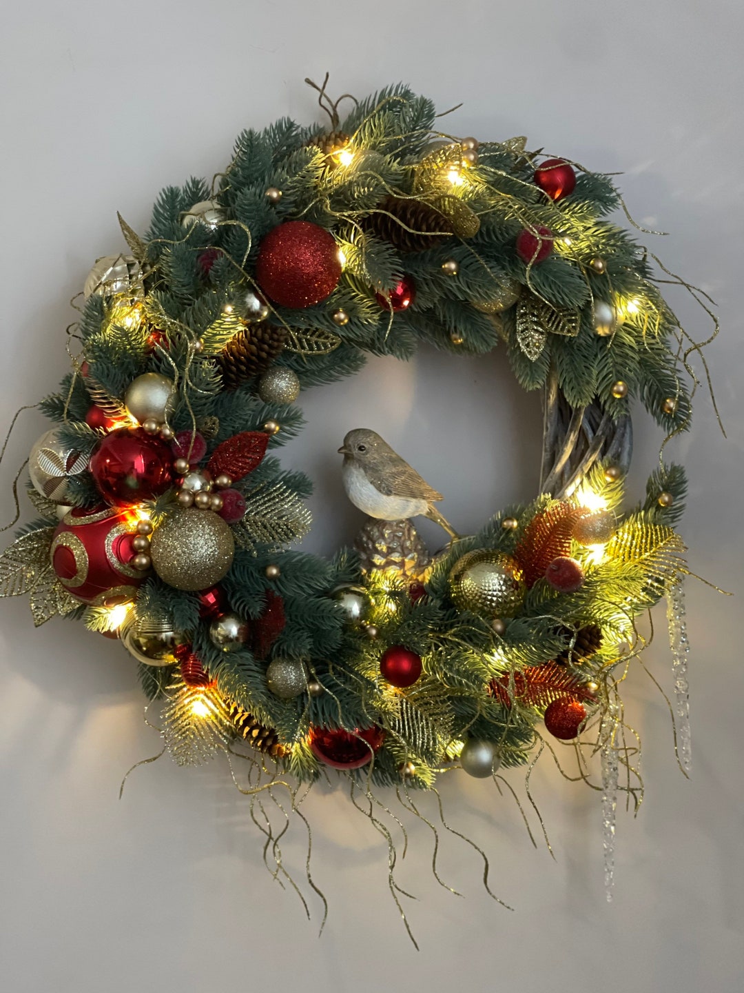 Christmas Wreath With Lights ,holiday Wreath, Kranz , Weihnachtsdekoration,christmas Wreath for