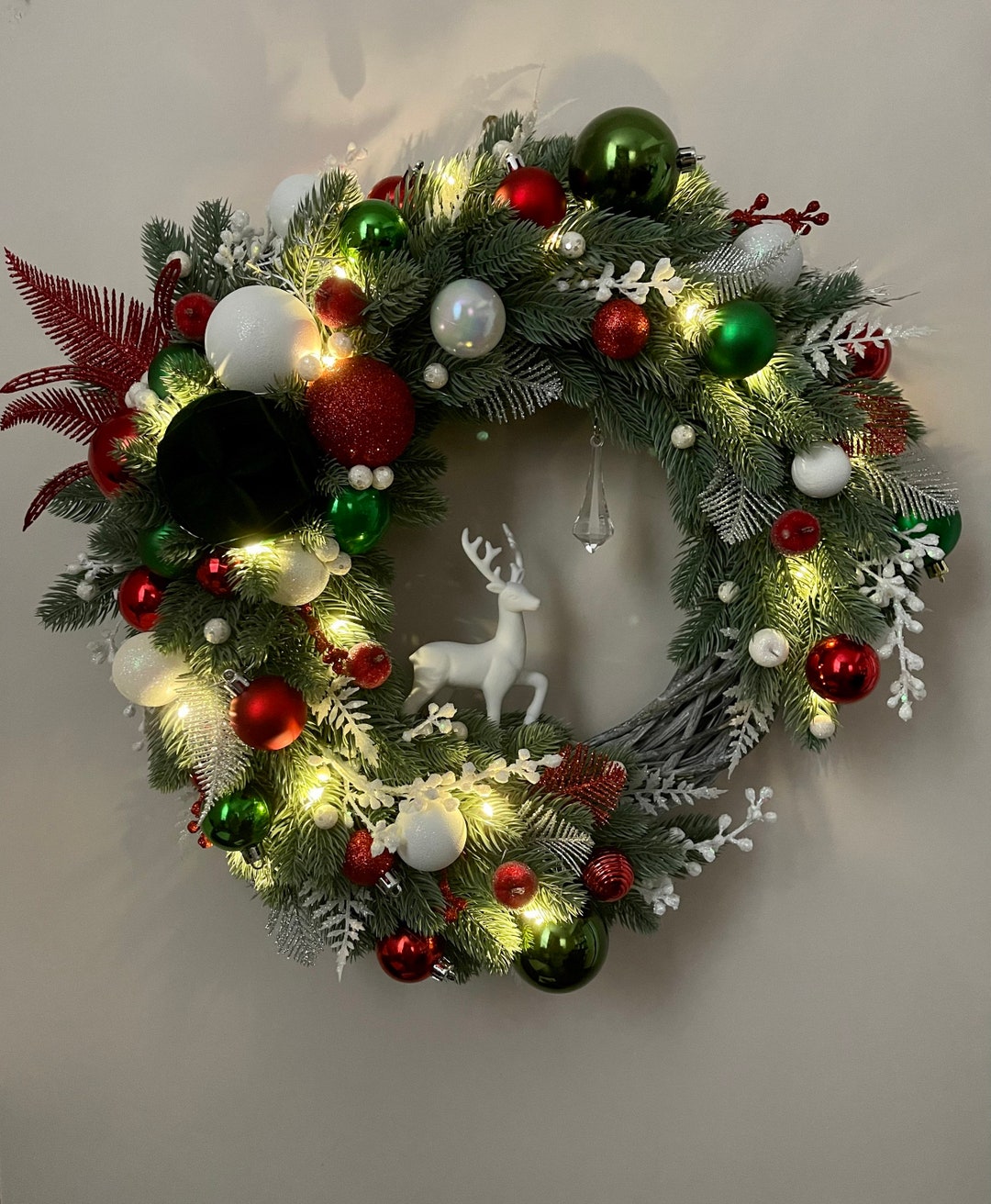 Christmas Wreath With Lights holiday Wreathchristmas Wreath Etsy