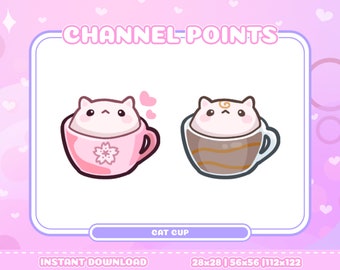 Cute Coffee Cat Emotes for Twitch | Kawaii Channel Badges (Digital Download)