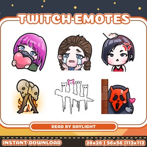 Tot bei Tageslicht Twitch Emotes Set | DBD Emotes | Twitch Abzeichen | Gebiss | Meg | Ada | Nea | Gost Face