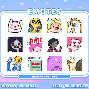 Hora de Aventuras / Fiona y Cake / Marceline Marshall Lee / Paquete de Emotes BMO para Twitch