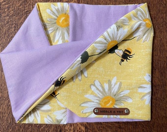 Dog Infinity Scarf (Bee-In-Love) - Bandeau Scarf, reversible, cotton, dog neck wear, snood/bandana