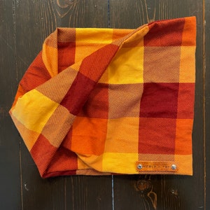 Dog Infinity Scarf (Chester) - Bandeau Scarf, dog neck wear, plaid flannel, flannel, dog snood/bandana