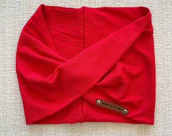 Écharpe infinity pour chien « Rouge » Écharpe torsadée en tricot gaufré confortable, collier pour animal de compagnie