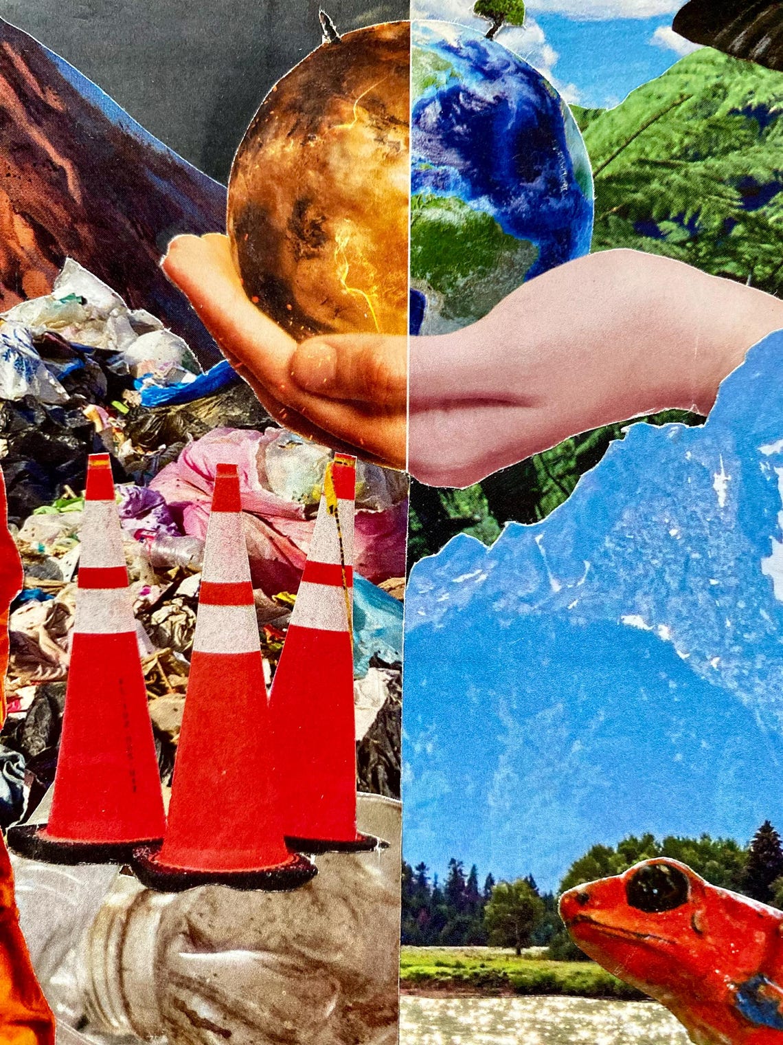 Waste Land Environmental Hand-cut Collage Art Print, Climate Change ...