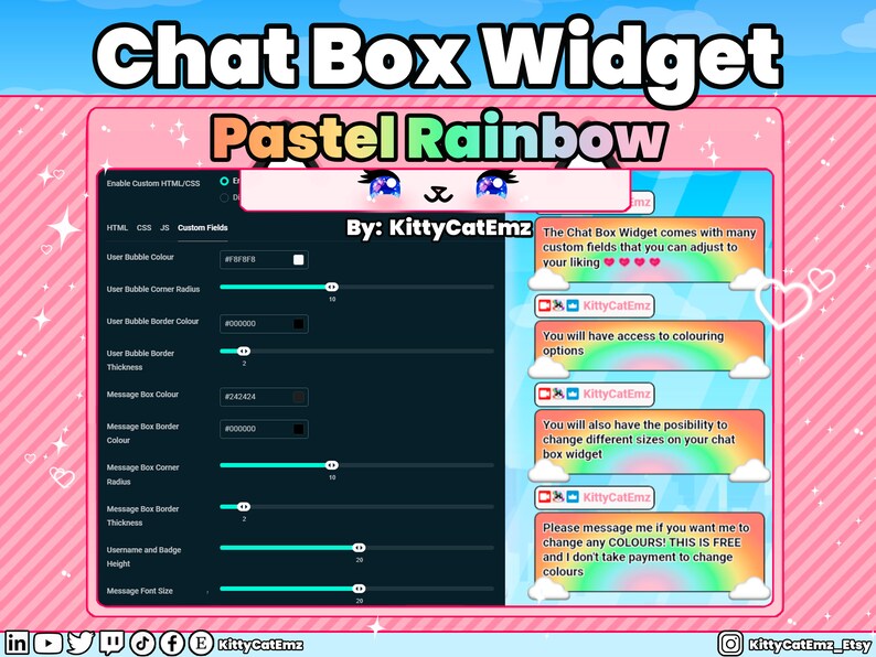Twitch Pastel Rainbow Chat Box Widget Etsy