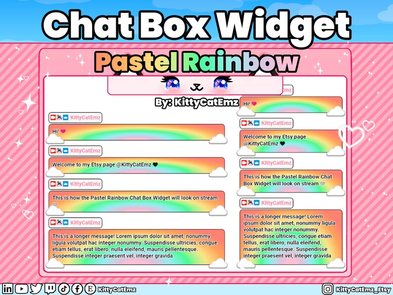 Twitch Pastel Rainbow Chat Box Widget Etsy