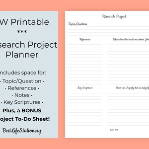 JW Stationery | Bible Research Project | Printable | Instant Digital Download | Lined Paper | Scripture Study | Simple Note Taking