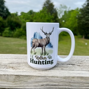 Hunters Mug, Gift for Hunters, Dads, Wild Life Lovers Mug, Watercolor Deer Illustration