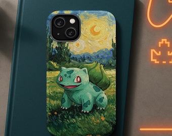 Bulbasaur iPhone Case: Van Gogh Starry Field, MagSafe Compatible