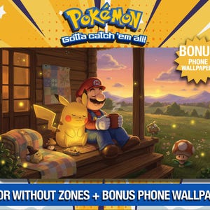 Pikachu und Super Mario Pokemon Krabbeldecke – Sunset Sparks - TKG - Custom Playmat - Mousepad - Gamepad - Accessoire