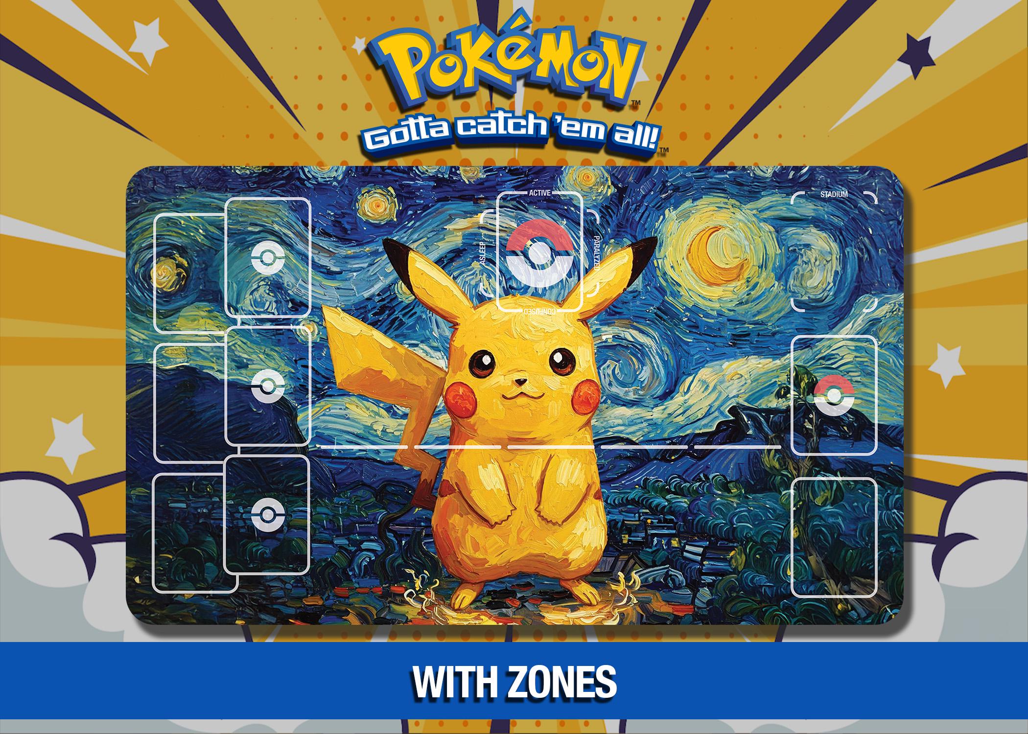Pikachu Electric Starry Night – Van Gogh Inspired Pokémon Playmat