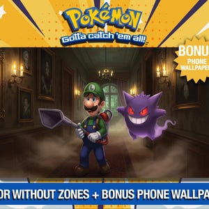 Gengar und Luigi – Haunted Mansion Panic – Luigi & Gengar Krabbeldecke - TKG - Custom Playmat - Mousepad - Gamepad - Accessoire