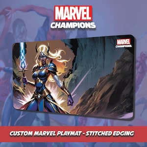 Custom Marvel Champs Playmat - Magik - Genähte Umrandung für Sammelkartenspiele und Kartenspiele - Mauspad - Accessoire