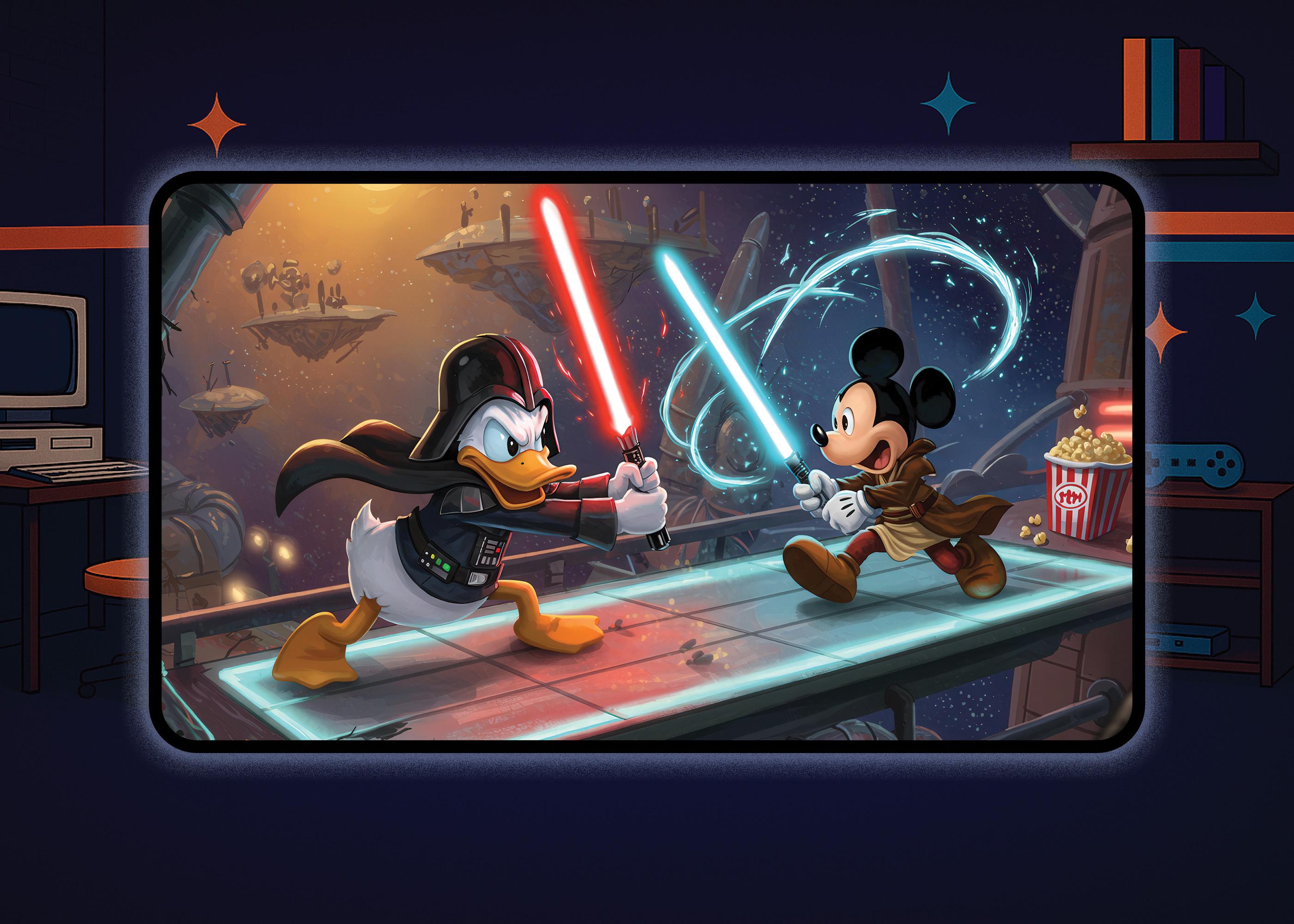 Disney Lorcana Large Mousepad and Playmat - Darth Donald Vs. Obi