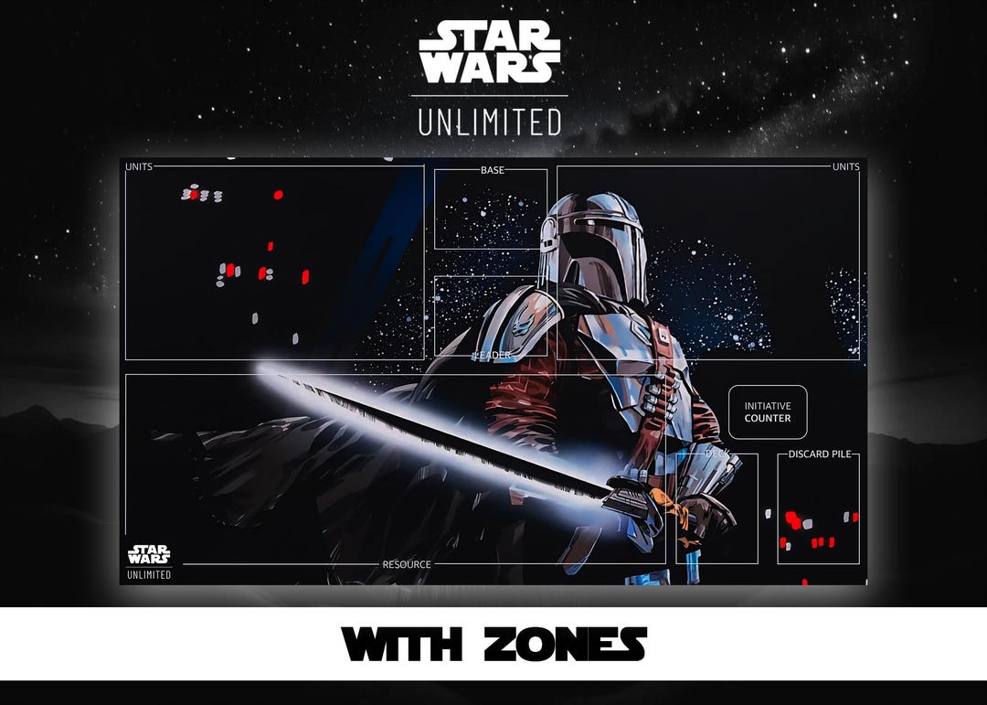 Star Wars Unlimited Mandalorian Shadows of the Galaxy Playmat TCG  Card Game With Card Zones Placeholders Mat