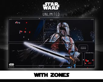 Star Wars Unlimited - Mandalorian - Shadows of The Galaxy - Playmat - TCG - Card Game - With Card Zones - Placeholders - Mat