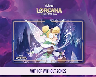 Disney Lorcana Playmat - Tinker Bell - Snowflake Collector - Winterspell - Enchanted - TCG Ready – 23.6 x 13.8in Stitched Edges