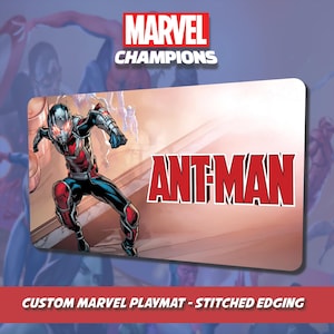 Tapete de jogo Marvel Champions - Homem-Formiga - Borda costurada para TCG e jogos de cartas - Mouse Pad - Acessório