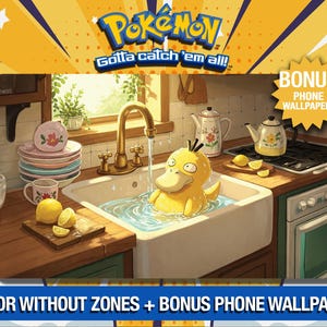 Psyduck - Kitchen Spa Retreat - originele Psyduck-afbeelding - TCG - aangepaste speelmat - muismat - gamepad - accessoire