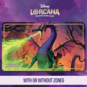 Tapete de juego Disney Lorcana - Maléfica - Dragón - Fabled Set 9 - TCG - Tapete de juego personalizado - Alfombrilla de ratón - Gamepad - Accesorio