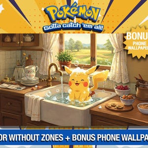 Pikachu - Bubbly Pikachu Kitchen Spa Retreat - originele Pikachu-afbeelding - TCG - aangepaste speelmat - muismat - gamepad - accessoire