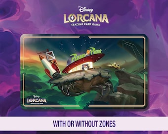 Disney Lorcana Playmat – Pizza Planet - Space Port - TCG Ready - Location - Wilds Unknown (23.6 x 13.8 in)Neoprene / Rubber – Stitched Edges