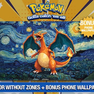 Charizard Inferno Night – Door Van Gogh geïnspireerde Pokémon-speelmat - TCG - aangepaste speelmat - muismat - gamepad - accessoire