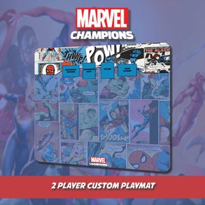 Tapis de jeu Marvel Champions pour 2 joueurs - Bords cousus pour TCG et jeux de cartes - Tapis de souris - Accessoire