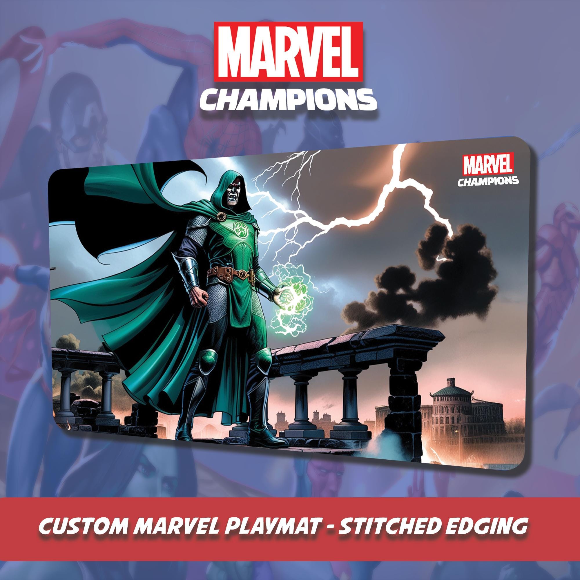 Custom Marvel Champions Playmat - Doctor Doom - Stitched Edging