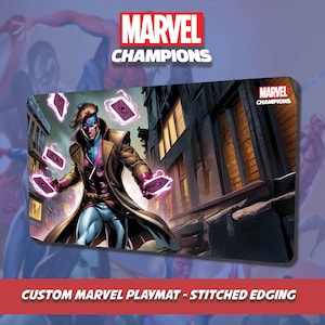 Tapete de jogo personalizado Marvel Champions - Gambit - Borda costurada para TCG e jogos de cartas - Mouse Pad - Acessório