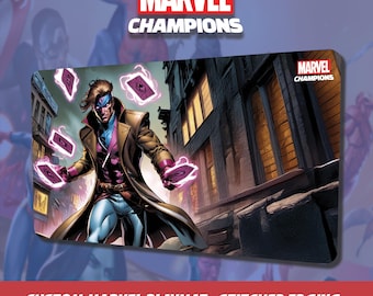 Custom Marvel Champions Playmat - Gambit - Stitched Edging for TCG and Card Games - Mouse Pad - Accessory