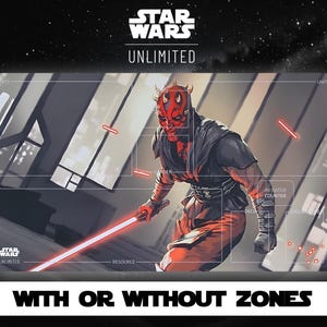 Star Wars Unlimited - Darth Maul - Crepúsculo da República - Tapete de jogo - TCG - Jogo de cartas - Com ou sem zonas de cartas - Zonas de cartas - Tapete