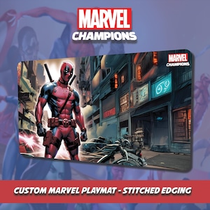 Tapete de jogo personalizado Marvel Champions - Deadpool - Borda costurada para TCG e jogos de cartas - Mouse Pad - Acessório