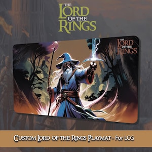 Tapete de jogo personalizado Senhor dos Anéis - Gandalf - Jogo de voo de fantasia LCG - Borda costurada - TCG e jogos de cartas - Mouse pad - Acessório