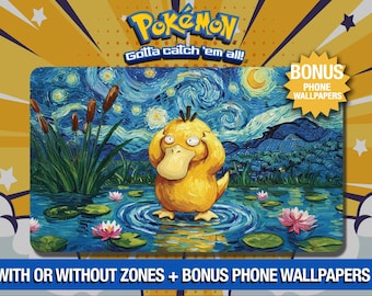 Psyduck Rippling Confusion – Van Gogh Inspired Pokémon Playmat - TCG - Custom Playmat - Mousepad - Gamepad - Accessory