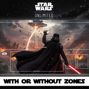 Star Wars Unlimited - Darth Vader - Force Unleashed - Playmat - TCG - Jogo de cartas - Com ou sem zonas de cartas - Zonas de cartas - Tapete