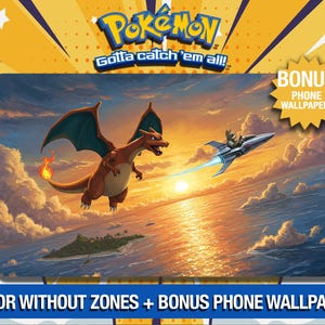 Charizard and Fox McCloud Playmat -Sunset Skirmish - Original Playmat - TCG - Custom Playmat - Mousepad - Gamepad - Accessory