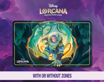 Disney Lorcana Playmat – Buzz Lightyear - Iconic - Jungle Ranger - Wilds Unknown - TCG Ready – (23.6 x 13.8 in) – Stitched Edges