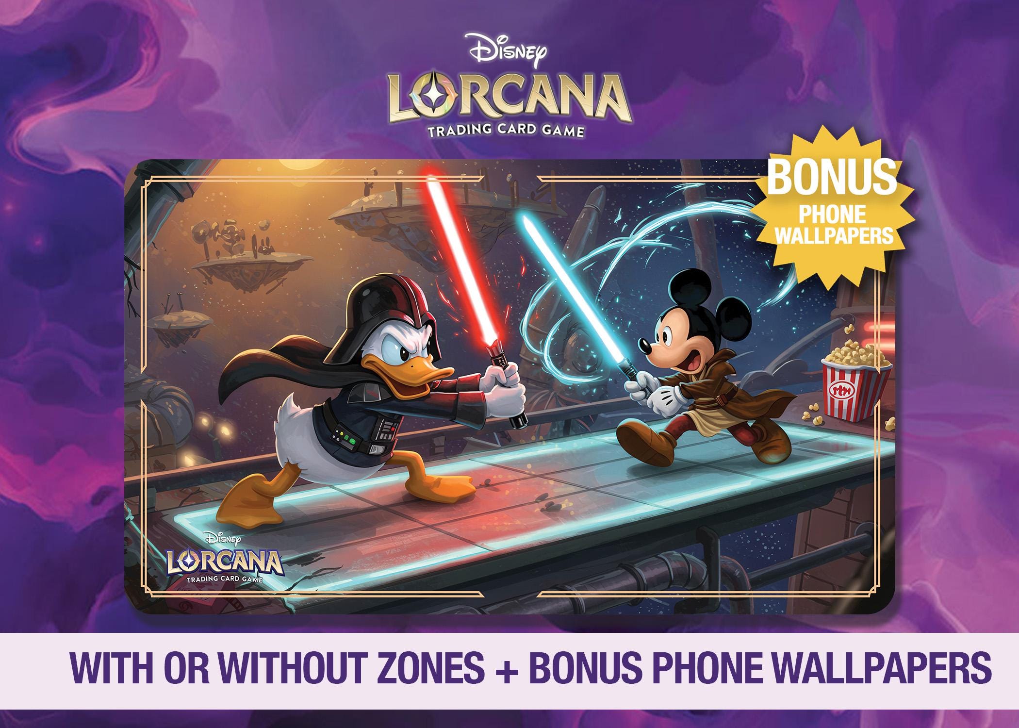 Disney Lorcana Playmat - Donald Vader vs. Obi-Mickey - Donald Duck - Mickey Mouse - TCG - Custom Playmat - Mousepad - Gamepad - Accessory